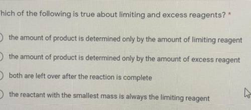Which of the following is true about limiting and excess reagents?
Links are reported