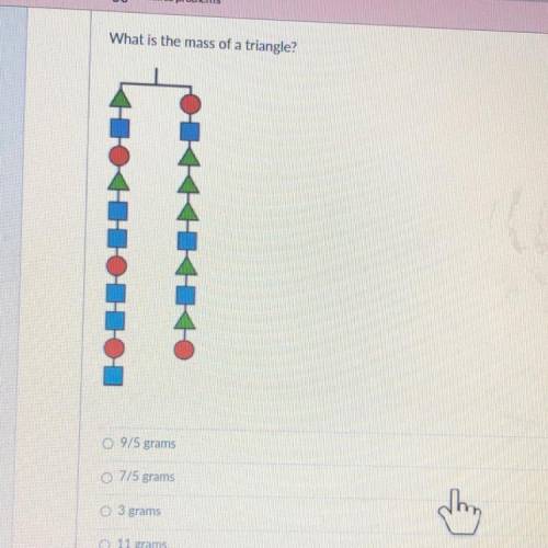 What’s is the mass of the triangle?

A. 9.5 grams
B. 7.5 grams
C. 3 grams
D. 11 grams
pleaseee i n