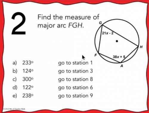 30 POINTTSSS GUYS

Find the measure of major arc FGH.More info is in the picture below...