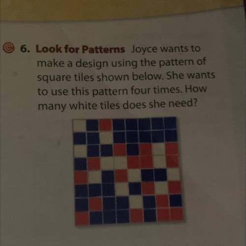 Joyce wants to

 make a design using the pattern of
square tiles shown below. She wants
to use thi
