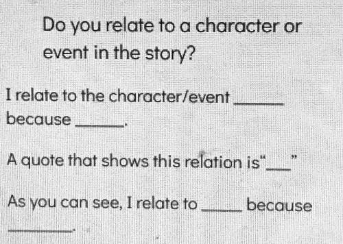 [Question]: Do you relate to a character or even in the story? (Photo of the question is below.)