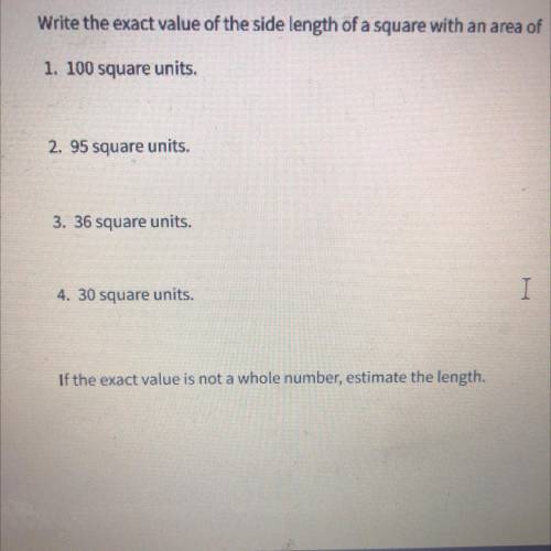 How do you find the exact value of the side length of a square