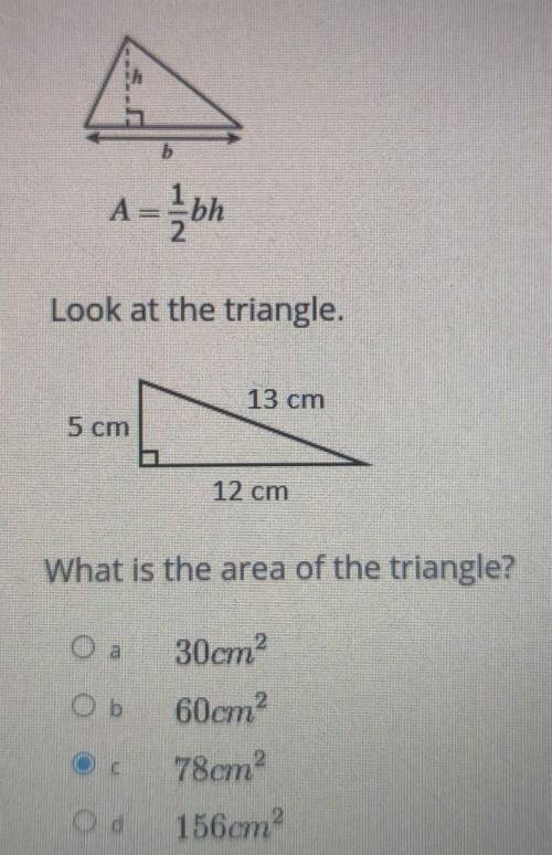 What is the area of the triangle? show me process​