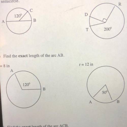 Find the measure of each arc. Determine whether each arc is minor, major, or a semicircle.