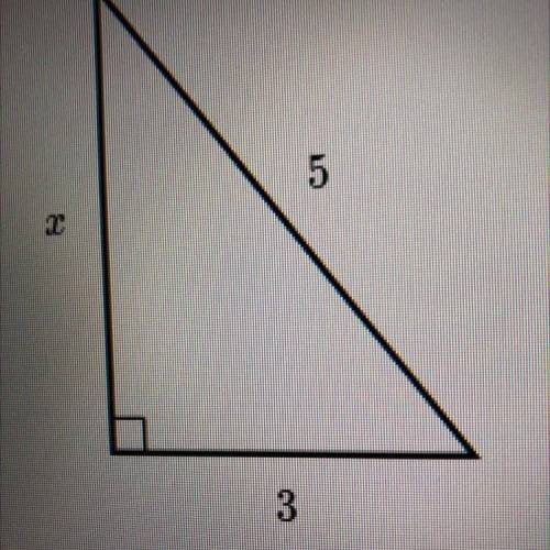 Find the value of x in the triangle shown below 5 3