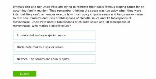 Emma's dad and her Uncle Pete are trying to recreate their dad's famous dipping sauce for an upcomi