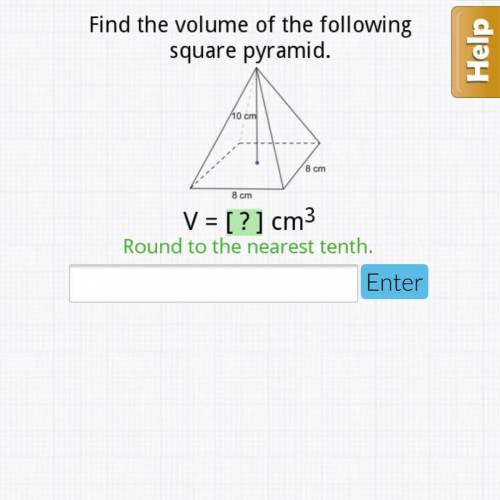 Find the volume of the following square pyramid. geometry hw please help