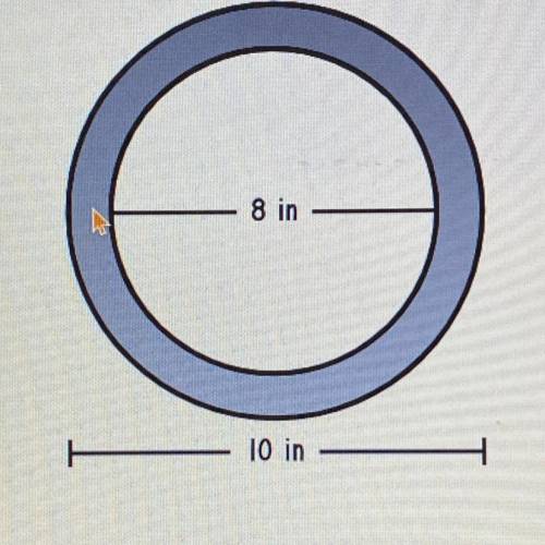A set of two concentric circles is shown above. What is the area of the shaded portion above?