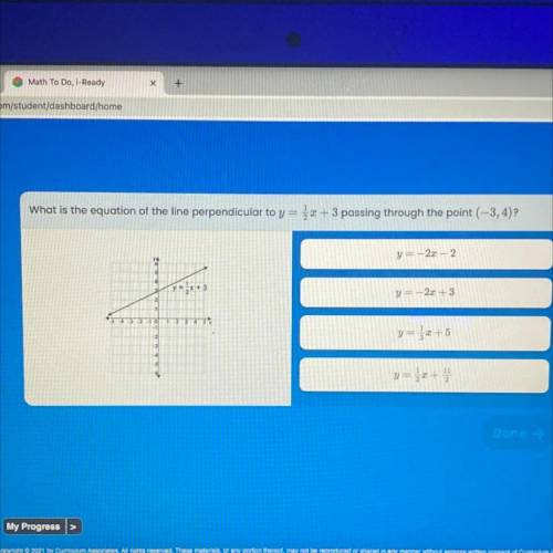 What is the equation of the line perpendicular to y = x + 3 passing through the point (-3,4)?

y =