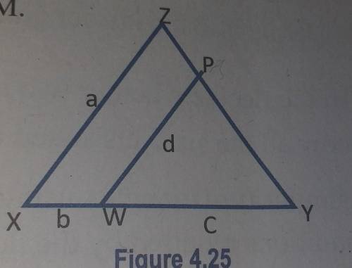 In figures their is triangle xyz are simlial to triangle wyp express d in terms of a,b and c​
