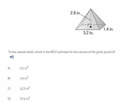 To the nearest tenth, which is the BEST estimate for the volume of the given pyramid?