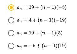 Which explicit formula describes the arithmetic sequence {19, 14, 9, 4, …}
