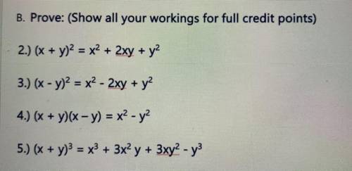 Prove show all your workings please help 
Answer 1-5