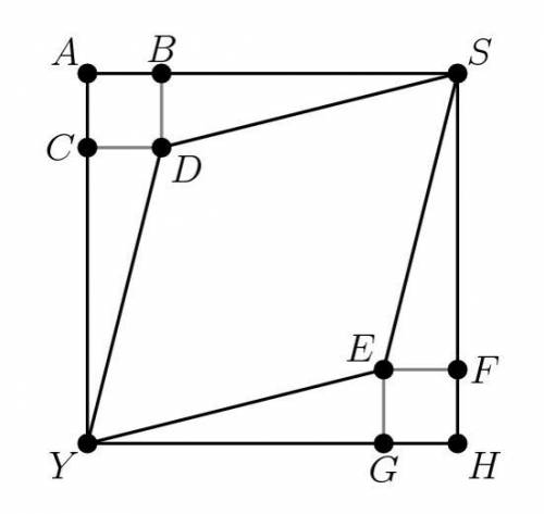 In the figure below, ABCD, EFHG, and ASHY are all squares; AB= 1, EF= 1, and AY= 5.

What is the a