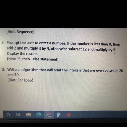 Can someone help me write an algorithm and a flow chart pls for question 3
