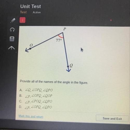 Provide all of the names of the angle in the figure.
A.
B.
C.
D.