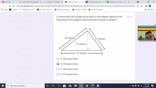 Kwame drew the triangle shown below in the diagram. Based on the dimensions in the diagram what is
