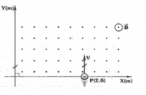 Una partícula de 5*10^-7 kg y con -2*10^-2 C ingresa con una rapidez de 20000 m/s en una región don