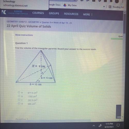 Find the volume of the triangular pyramid. Round your answer to the nearest tenth.

Help ASAP plzz