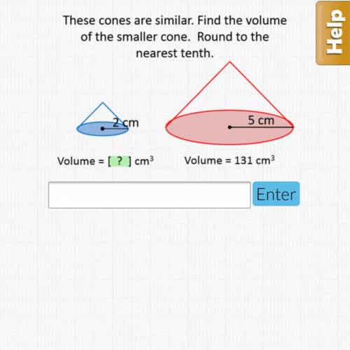 Please help. Finding the volume of the smaller cone. It’s geometry