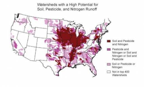 The map shows watersheds with a high potential for soil, nitrogen, and pesticide runoff. If you wer