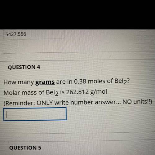 How many grams are in 0.38 moles of Bel2?