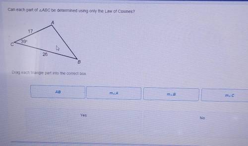 Can each part of ABC be determined using only the Law of Cosines?​