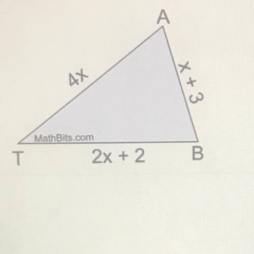 Triangle TAB has a perimeter of 40 cm. Could the measures of the sides, as shown, actually represen