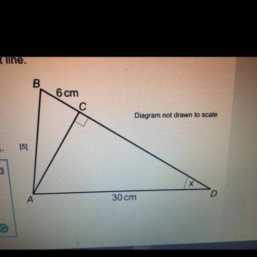 Points B, C and D lie on a straight line.

AC is perpendicular to BD.
BC = 6 cm and AD = 30 cm.
B
