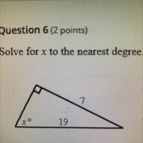 Solve for x to the nearest degree.