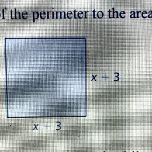 17. Find the ratio of the perimeter to the area of the square shown.
x + 3
X + 3