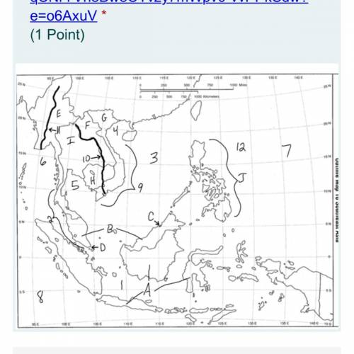 Will give brainliest! What number is the Pacific Ocean... the map pictured is Southeast Asia. Plz h