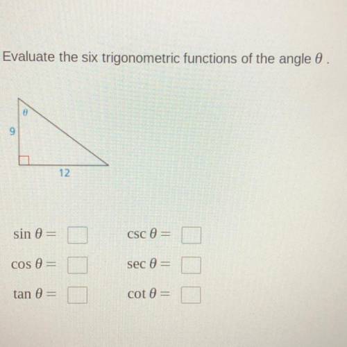 Evaluate the six trigonometric functions of angle θ