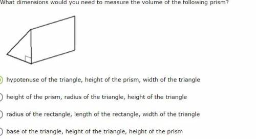 What dimensions would you need to measure the volume of the following prism?