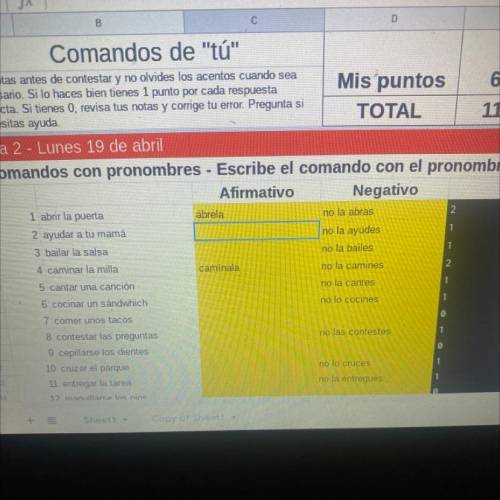 Tú commands need help asap