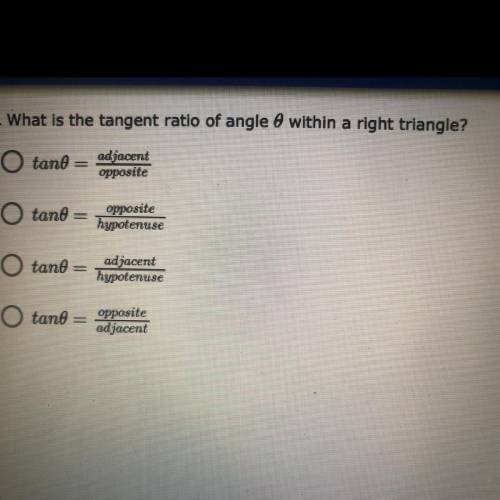 What is the tangent ratio of angle within a right triangle?