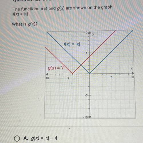 The functions f(x) and g(x) are shown on the graph.

f(x) = 1x
What is g(x)?
10
у
f(x) = 1x1
5
g(x
