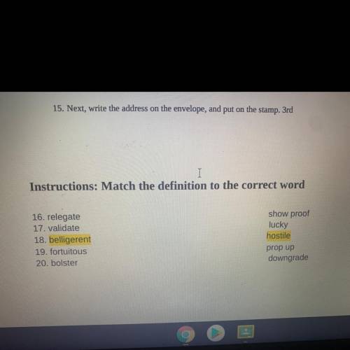 Instructions: Match the definition to the correct word