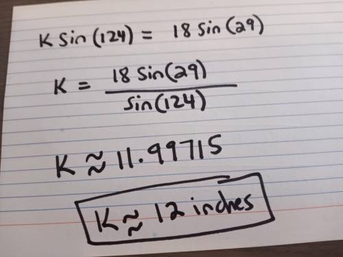 Find the length of k to the nearest 10th of an inch