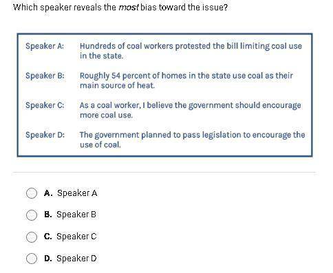 Which speaker reveals the most bias toward the issue?