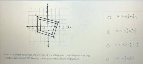 Which rule best describes the effects of the dilation on quadrilateral ABCD to create quadrilateral