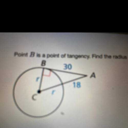 Point B is a point of tangency. Find the radius r of C.