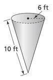 What is the volume of corn held in this cone-shaped grain silo?

 
Use 3.14 for π and round to the
