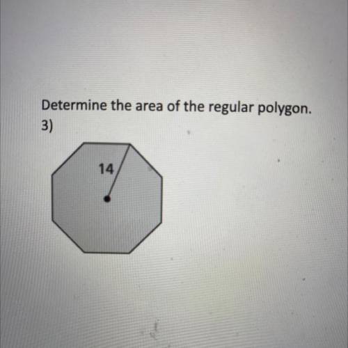 Determine the area of the regular polygon with apothem of 14