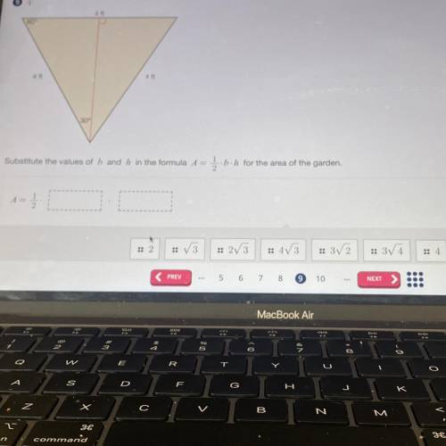 you are planting a garden in the shape of an equilateral triangle. You want to find the area of the