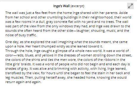 Select the correct answer.

Which image does the author emphasize in the excerpt?
A. 
the wall wit