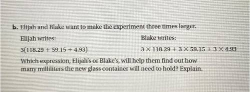 Which expression helps them find out how many milliliters the new glass container will need to be.