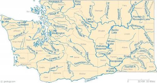 The map shows rivers in Washington.