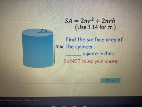 Find the surface area of the cylinder.