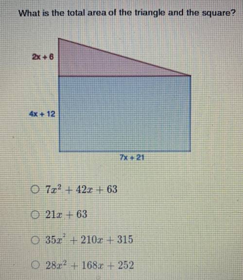 What is the total area of the triangle and the square?